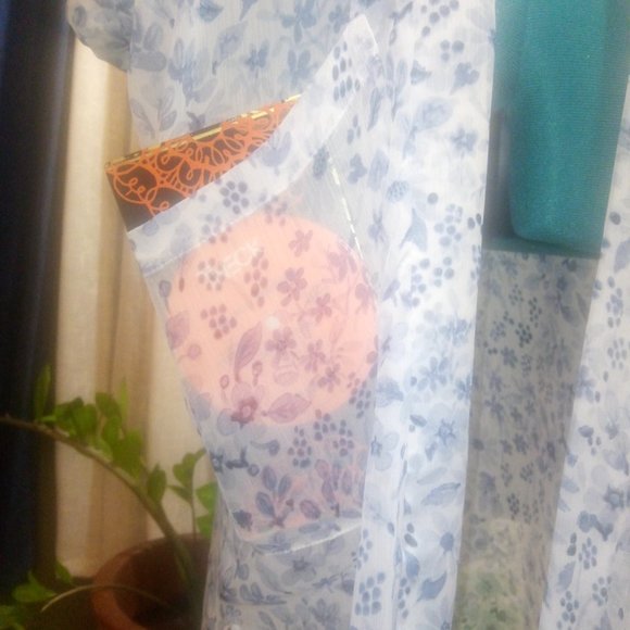 Rachel Zoe Semi-Sheer Blue Floral Kimono / Duster One Size - Picture 8 of 15